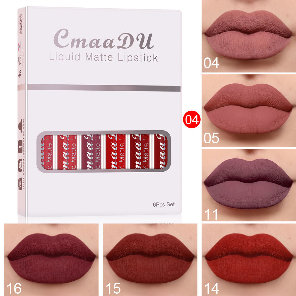 6-Box Matte Waterproof Lipstick & Long-Lasting Lip Gloss Set