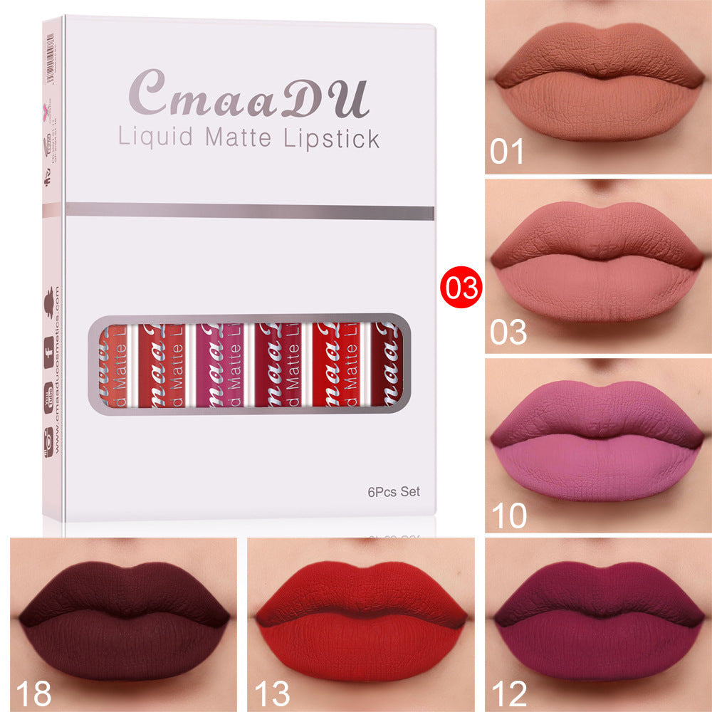6-Box Matte Waterproof Lipstick & Long-Lasting Lip Gloss Set