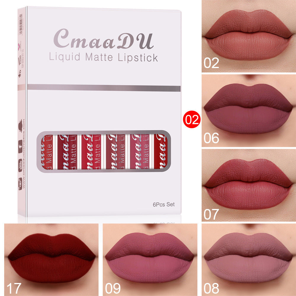 6-Box Matte Waterproof Lipstick & Long-Lasting Lip Gloss Set