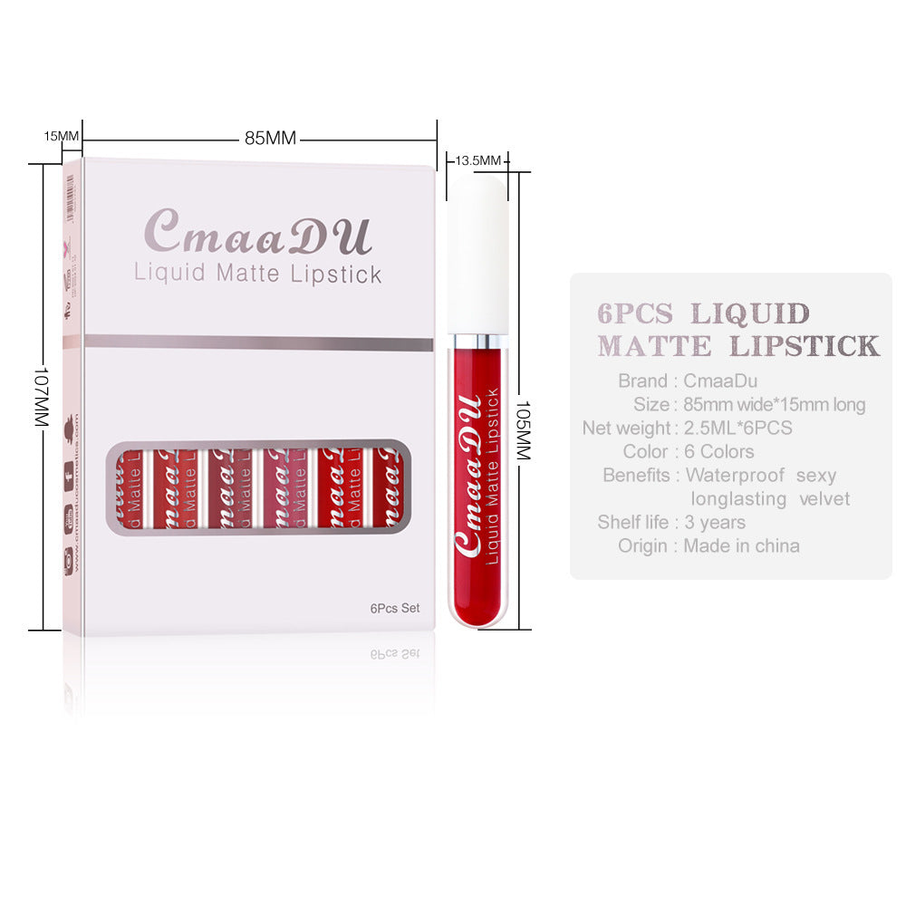 6-Box Matte Waterproof Lipstick & Long-Lasting Lip Gloss Set