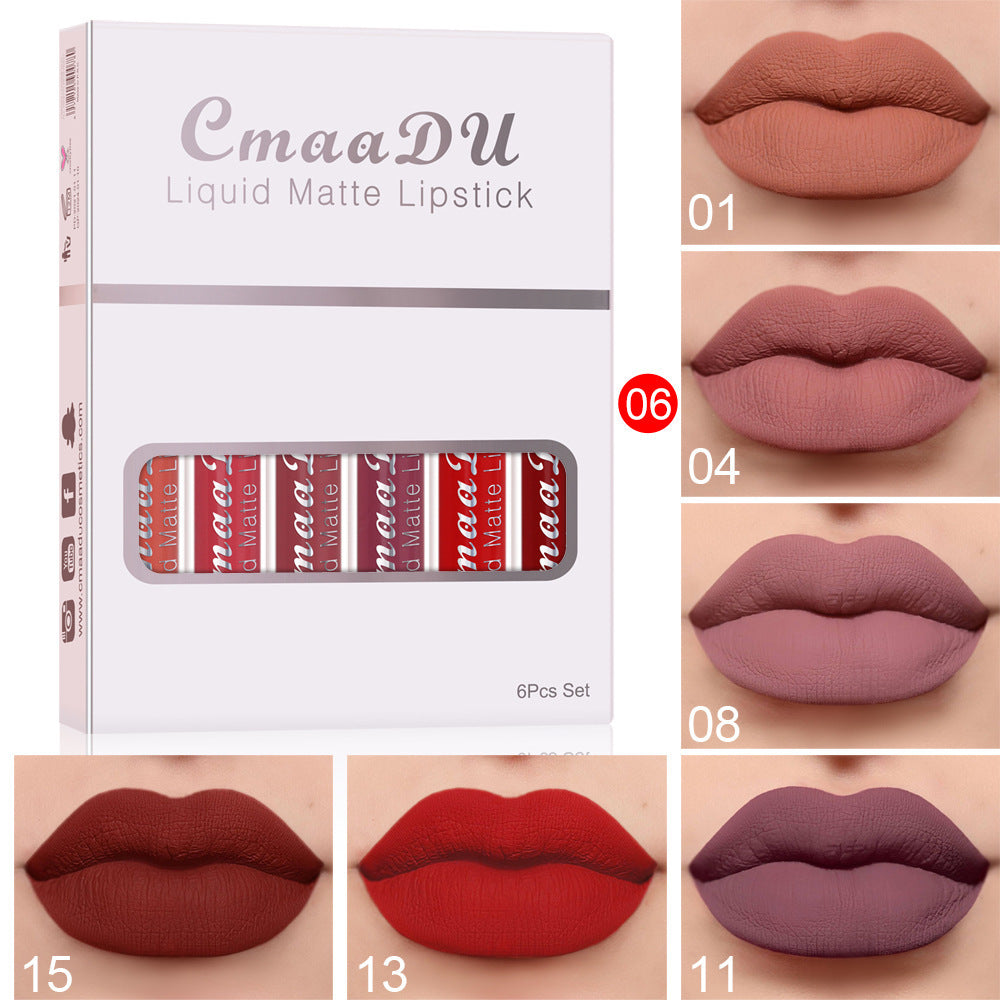 6-Box Matte Waterproof Lipstick & Long-Lasting Lip Gloss Set