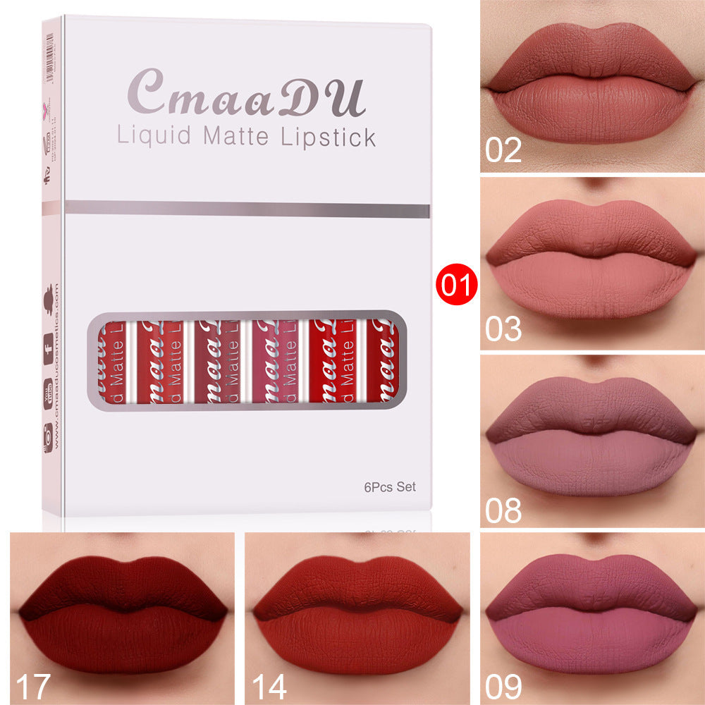 6-Box Matte Waterproof Lipstick & Long-Lasting Lip Gloss Set